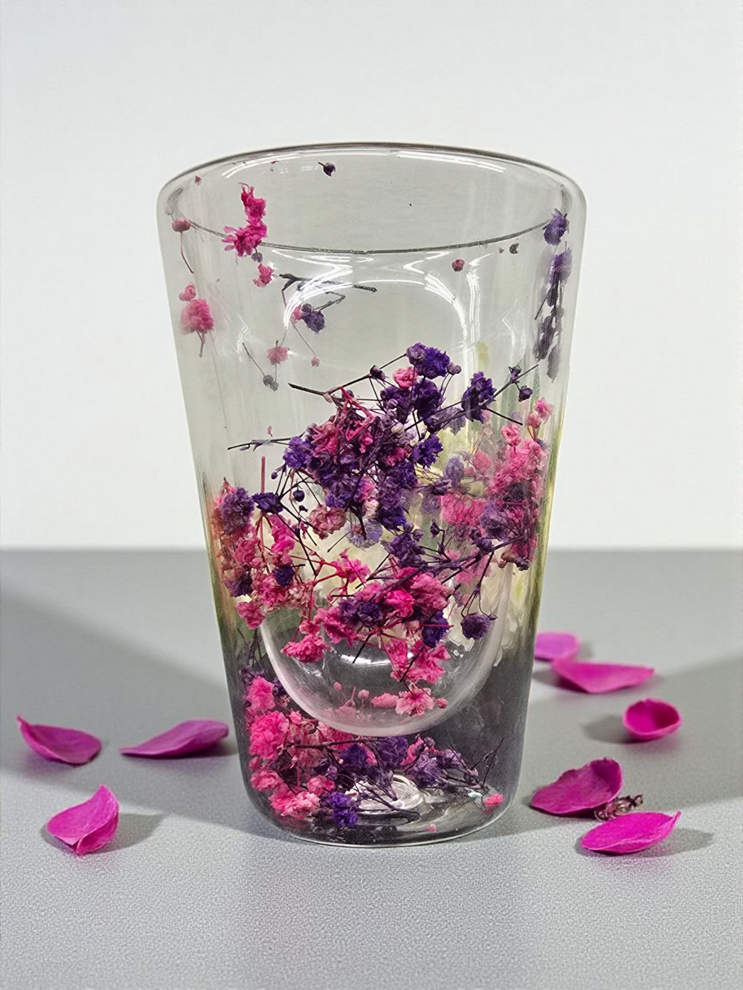 Dubbelwandig Longdrinkglas met Echte Bloemen